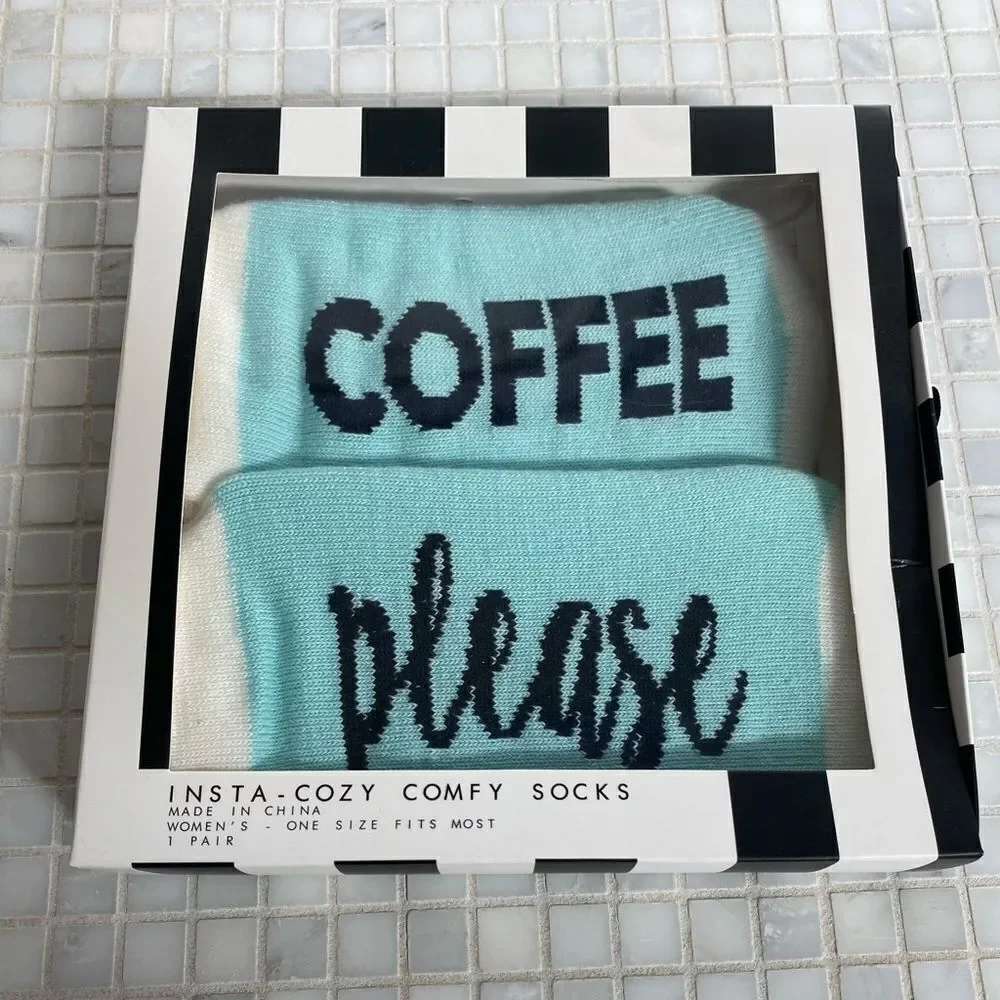 Coffee Please Novelty Comfy Socks NIB